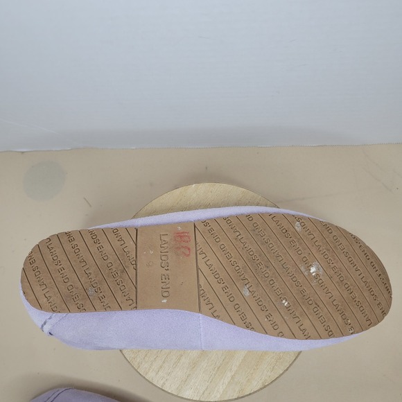 Lands End Womens Moccasin Slippers Lavender Suede Fuzzy Lined Size 9 - Picture 7 of 11